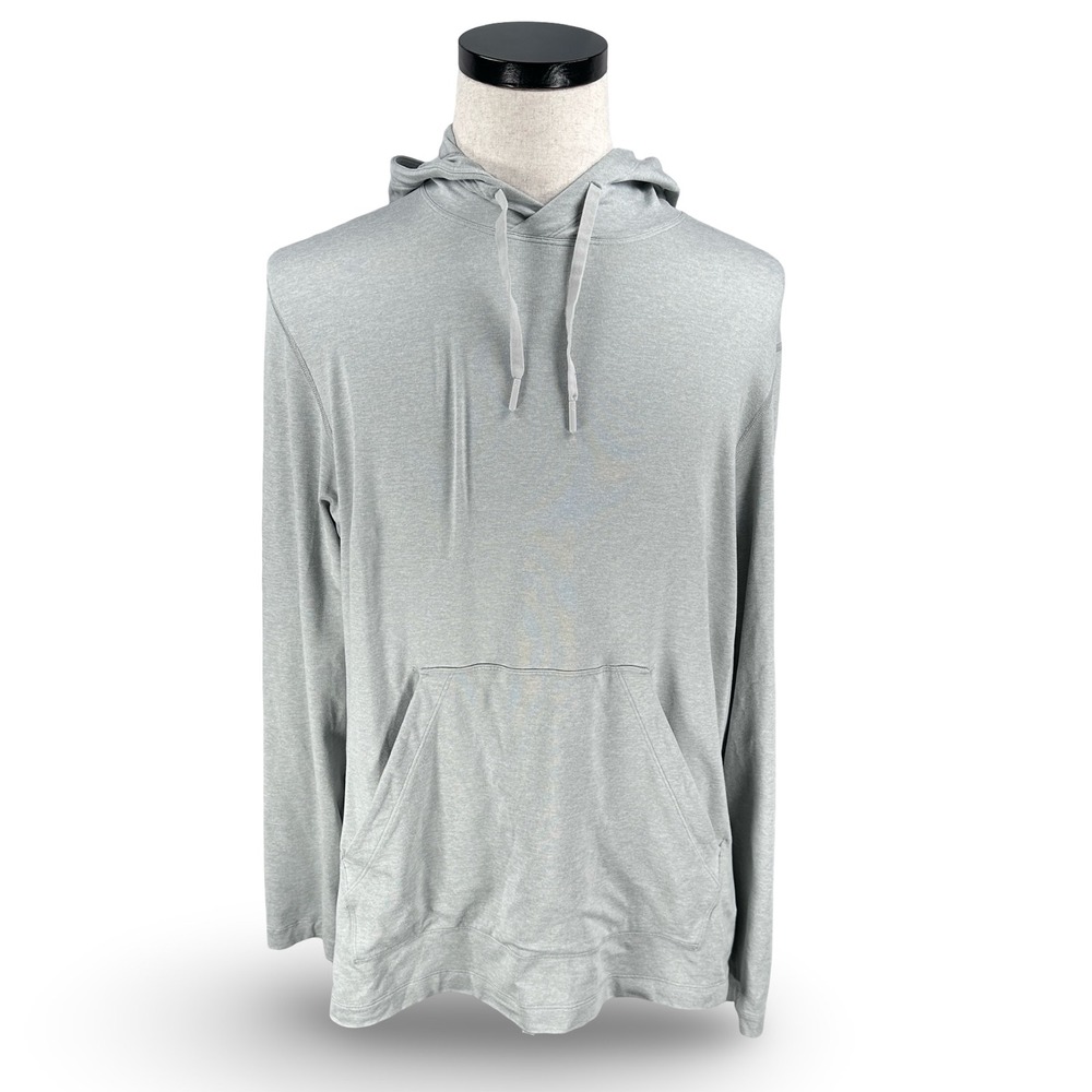 Lululemon Mens Soft Jersey Pullover Hoodie Gray Blue LM3EXOS Large Athleisure